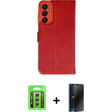 Cepte Toptan Galaxy A15 4g Siluet Işık Serisi - Siyah 3D Antistatik Hayalet Cam Ekran Koruyucu + Gümüş Raze Metal Kamera Lens