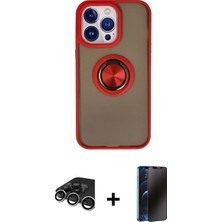 Cepte Toptan iPhone 15 Pro Max Yörünge Çizgi - Siyah 3D Antistatik Hayalet Cam Ekran Koruyucu + Gümüş Raze Metal Kamera Lens