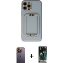 Cepte Toptan iPhone 12 Pro Max Kozmos Minimal Prime - Şeffaf 360 Full Body Arka Koruyucu + Sarı Neon Fosforlu Kamera Lens