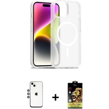 Cepte Toptan iPhone 14 Siluet Minimal Prime - Siyah Buffer Cam Ekran Koruyucu + Gümüş Shine Kamera Lens