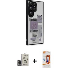 Cepte Toptan Galaxy S24 Ultra Odak Klasik Serisi - Siyah Autokit 5in1 Fiber Polymer Nano Ekran Koruyucu + Derin Mor Bilvis Titan Kamera Lens