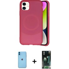 Cepte Toptan iPhone 11 Ufuk Serisi - Siyah 360 Mat Full Body Arka Koruyucu + Mavi Neon Fosforlu Kamera Lens