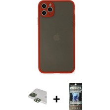 Cepte Toptan iPhone 11 Pro Max Ahenk Çizgi Serisi - Siyah 34D Hayalet Izgaralı Cam + Yeşil Pers Alüminyum Kamera Lens