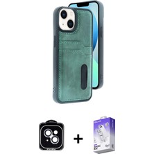 Cepte Toptan iPhone 14 Yörünge Işık Serisi - Siyah Bilvis 5in1 3D Magic Cam Ekran Koruyucu + Mavi Pvd Metal Kamera Lens