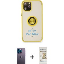 Cepte Toptan iPhone 12 Pro Max Yörünge Çizgi - Siyah Mat Seramik Nano Ekran Koruyucu + Mavi Neon Fosforlu Kamera Lens