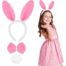 Senka Pembe Tavşan Kostüm Seti – Taç, Papyon, Ponpon (12’li Paket)