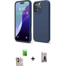 Cepte Toptan iPhone 16 Pro Max Ahenk Serisi - Siyah Bilvis Hayalet Cam Ekran Koruyucu + Natural Grey Raze Metal Kamera Lens