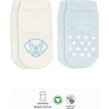 Senka 2'li Hayvan Figürlü Kaymaz Soket Çorap 10104 Mavi Ekru