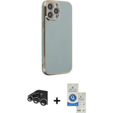 Cepte Toptan iPhone 14 Pro Max Yankı Serisi - Şeffaf Royal Nano Ekran Koruyucu + Gümüş Raze Metal Kamera Lens