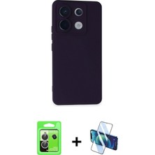 Cepte Toptan Redmi Note 13 Pro 5g Ahenk Serisi - Siyah 3D Antistatik Cam Ekran Koruyucu + Gümüş Raze Metal Kamera Lens