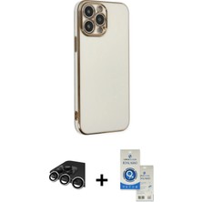Cepte Toptan iPhone 14 Pro Max Yankı Serisi - Şeffaf Royal Nano Ekran Koruyucu + Gümüş Raze Metal Kamera Lens