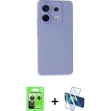 Cepte Toptan Redmi Note 13 Pro 5g Ahenk Serisi - Siyah 3D Antistatik Cam Ekran Koruyucu + Gümüş Raze Metal Kamera Lens