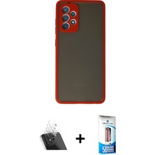 Cepte Toptan Galaxy A72 Ahenk Çizgi Serisi - Siyah 5d Eko Cam Ekran Koruyucu + Şeffaf Kamera Lens Koruma Cam