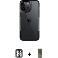 Cepte Toptan iPhone 16 Pro Max Akış Çizgi Koleksiyonu - Siyah Joko Magic 5d Hayalet Cam + Gümüş Pvd Metal Kamera Lens