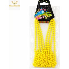 Senka Neon Sarı Boncuk Kolye 80 cm – Retro 80’ler 90’lar Parti Aksesuarı