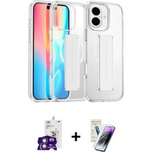 Cepte Toptan iPhone 16 Nova Işık Koleksiyonu - Şeffaf Pasifik Cam Ekran Koruyucu + Pembe Bilvis Titan Kamera Lens