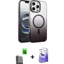 Cepte Toptan iPhone 16 Pro Max Ahenk Doku Özel Seri - Siyah Bilvis 5in1 5d Magic Hayalet Cam Ekran Koruyucu + Siyah Raze Metal Kamera Lens