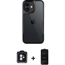 Cepte Toptan iPhone 11 Akış Çizgi Koleksiyonu - Siyah 6d Antistatik Mat Seramik Hayalet Nano Ekran Koruyucu + Mavi Pvd Metal Kamera Lens
