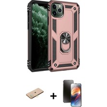 Cepte Toptan iPhone 11 Pro Ahenk Klasik Koleksiyonu - Siyah 3D Antistatik Mat Seramik Nano Ekran Koruyucu + Pembe Renkli Kamera Lens Koruma Cam