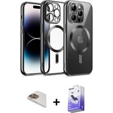 Cepte Toptan iPhone 13 Pro Max Nova Işık Özel Seri - Siyah Bilvis 5in1 5d Magic Hayalet Cam Ekran Koruyucu + Gold Pers Alüminyum Kamera Lens