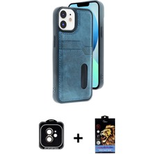 Cepte Toptan iPhone 11 Yörünge Işık Serisi - Siyah Buffer Hayalet Cam Ekran Koruyucu + Turuncu Pvd Metal Kamera Lens