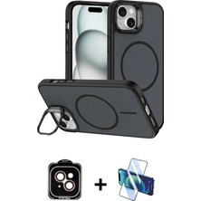 Cepte Toptan iPhone 14 Çekirdek Klasik - Siyah 3D Antistatik Cam Ekran Koruyucu + Turuncu Pvd Metal Kamera Lens