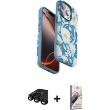 Cepte Toptan iPhone 15 Pro Siluet Doku - Siyah Bilvis 3D Mat Cam Ekran Koruyucu + Siyah Raze Metal Kamera Lens