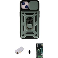 Cepte Toptan iPhone 13 Ahenk Klasik - Şeffaf 360 Full Body Arka Koruyucu + Sarı Renkli Kamera Lens Koruma Cam