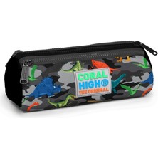 Yaygan Coral High Üç Bölmeli Kalem Çantası Renkli Dinazorlar Baskılı 23 x 7 x 9 cm Kalite