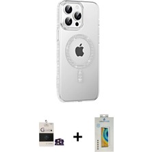 Cepte Toptan iPhone 14 Pro Max Yörünge Koleksiyonu - Siyah Polymer Nano Ekran Koruyucu + Gold Bilvis Titan Kamera Lens