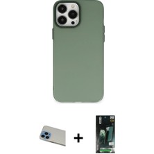 Cepte Toptan iPhone 13 Pro Max Ahenk Çizgi Prime - Şeffaf 360 Full Body Arka Koruyucu + Mavi Rainbow Kamera Lens Koruma Cam