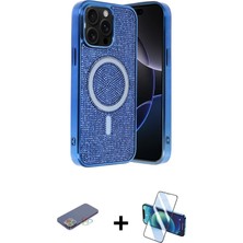 Cepte Toptan iPhone 12 Pro Eksen Çizgi - Siyah 3D Antistatik Seramik Nano Ekran Koruyucu + Mavi Renkli Kamera Lens Koruma Cam