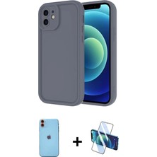 Cepte Toptan iPhone 11 Yankı Yansıma Özel Seri - Siyah 3D Antistatik Seramik Nano Ekran Koruyucu + Turuncu Neon Fosforlu Kamera Lens