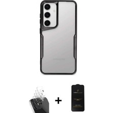 Cepte Toptan Galaxy S24 Akış Çizgi Koleksiyonu - Siyah 6d Antistatik Mat Seramik Hayalet Nano Ekran Koruyucu + Şeffaf Kamera Lens Koruma Cam