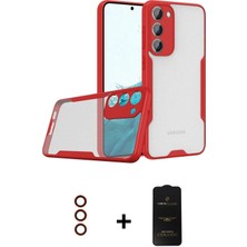 Cepte Toptan Galaxy S23 Plus Atlas Asil Serisi - Siyah 6d Antistatik Mat Seramik Hayalet Nano Ekran Koruyucu + Kırmızı Metal Kamera Lens