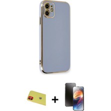 Cepte Toptan iPhone 11 Yankı Serisi - Siyah 3D Antistatik Mat Seramik Nano Ekran Koruyucu + Kırmızı Rainbow Kamera Lens Koruma Cam