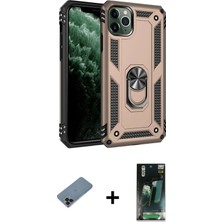 Cepte Toptan iPhone 11 Pro Max Ahenk Klasik Koleksiyonu - Şeffaf 360 Full Body Arka Koruyucu + Siyah Shine Kamera Lens Koruma Cam