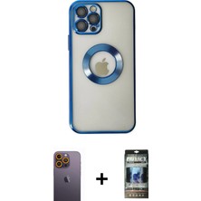 Cepte Toptan iPhone 12 Pro Pusula Form - Siyah 34D Hayalet Izgaralı Cam + Sarı Neon Fosforlu Kamera Lens