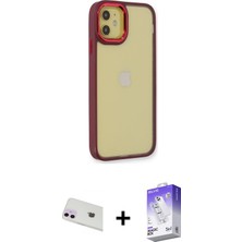 Cepte Toptan iPhone 12 Eksen Doku Prime - Siyah Bilvis 5in1 3D Magic Cam Ekran Koruyucu + Mor Rainbow Kamera Lens Koruma Cam