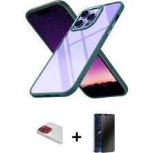 Cepte Toptan iPhone 13 Pro Max Nova Işık Serisi - Siyah 3D Antistatik Hayalet Cam Ekran Koruyucu + Kırmızı Pers Alüminyum Kamera Lens