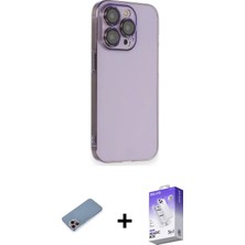 Cepte Toptan iPhone 13 Pro Max Siluet Minimal Özel Seri - Siyah Bilvis 5in1 3D Magic Cam Ekran Koruyucu + Pembe Shine Kamera Lens Koruma Cam