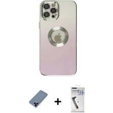 Cepte Toptan iPhone 12 Pro Kutup Yansıma Özel Seri - Şeffaf Uv Polymer Nano Ekran Koruyucu + Mavi Metal Kamera Lens Koruma Cam