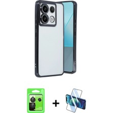 Cepte Toptan Redmi Note 13 Pro 5g Vadi Minimal - Siyah 3D Antistatik Cam Ekran Koruyucu + Siyah Raze Metal Kamera Lens