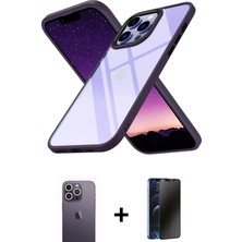 Cepte Toptan iPhone 13 Pro Max Nova Işık Serisi - Siyah 3D Antistatik Hayalet Cam Ekran Koruyucu + Beyaz Neon Fosforlu Kamera Lens