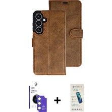 Cepte Toptan Galaxy S26 Siluet Işık Serisi - Şeffaf Pasifik Cam Ekran Koruyucu + Mavi Bilvis Titan Kamera Lens