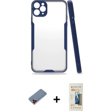 Cepte Toptan iPhone 11 Pro Atlas Asil Serisi - Siyah 6d Mat Seramik Hayalet Nano Ekran Koruyucu + Kırmızı Metal Kamera Lens Koruma Cam