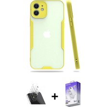 Cepte Toptan iPhone 12 Atlas Asil Serisi - Siyah Bilvis 5in1 3D Magic Cam Ekran Koruyucu + Şeffaf Kamera Lens Koruma Cam