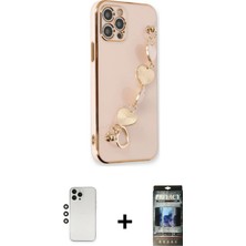 Cepte Toptan iPhone 12 Pro Nova Işık Prime - Siyah 34D Hayalet Izgaralı Cam + Gümüş Shine Kamera Lens