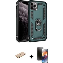 Cepte Toptan iPhone 11 Pro Ahenk Klasik Koleksiyonu - Siyah 3D Antistatik Mat Seramik Nano Ekran Koruyucu + Pembe Renkli Kamera Lens Koruma Cam