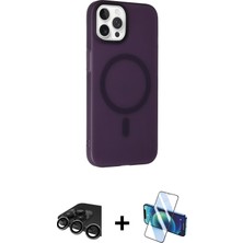 Cepte Toptan iPhone 15 Pro Çekirdek Modern Prime - Siyah 3D Antistatik Cam Ekran Koruyucu + Titanyum Gri Raze Metal Kamera Lens